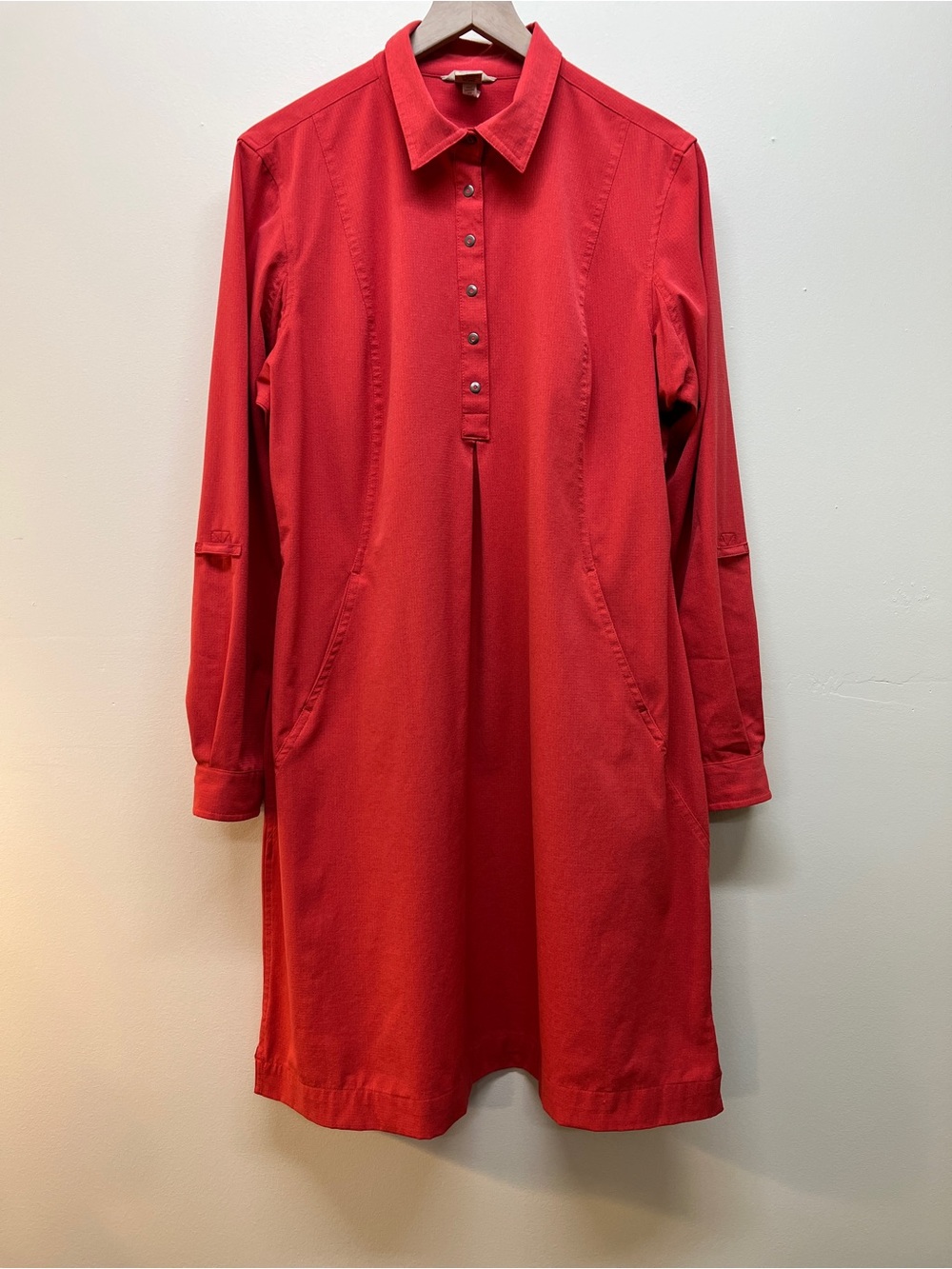 Duluth Trading Co Red Long-Sleeve Shirt Dress- Great Travel Dress!